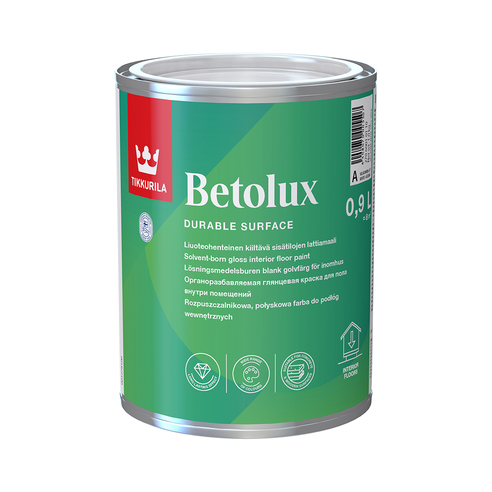 Емаль алкідно-уретанова TIKKURILA Betolux біла глянець 0,9 л 1 кг